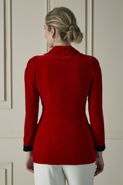 Red Velvet Single-Breasted Jacket, , large