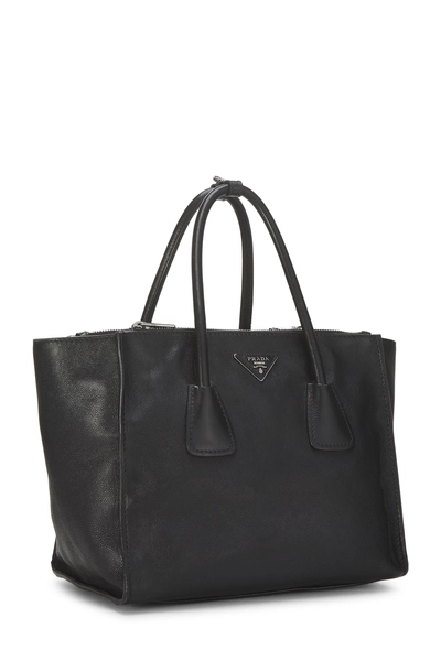 Black Vitello Daino Trapeze Tote, , large