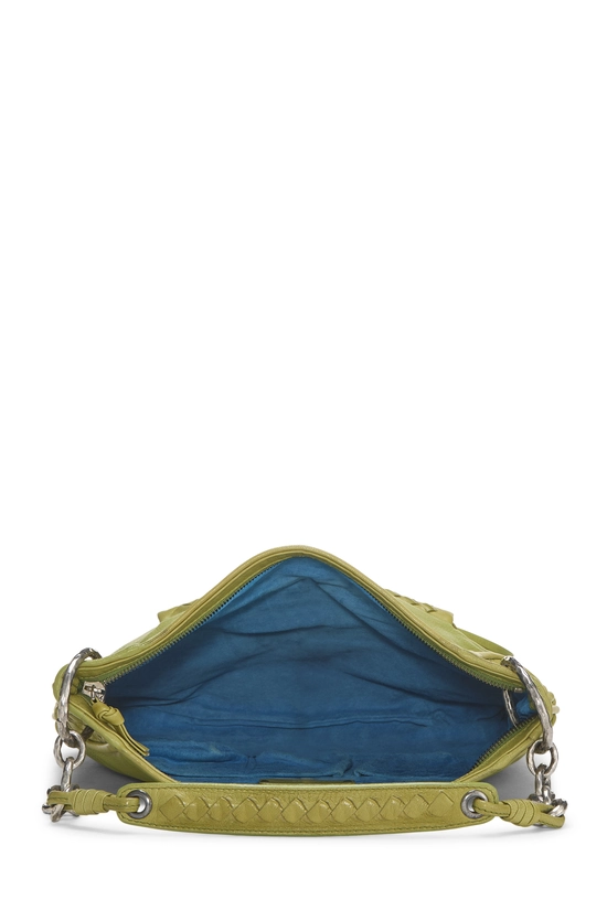Green Intrecciato Leather Shoulder Bag, , large image number 5