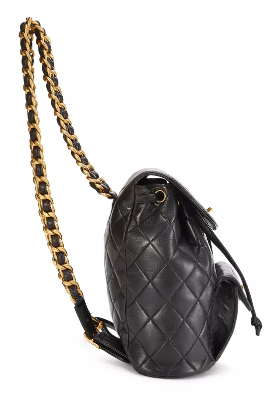 Black Quilted Lambskin 'CC' Classic Backpack Small, , large image number 2