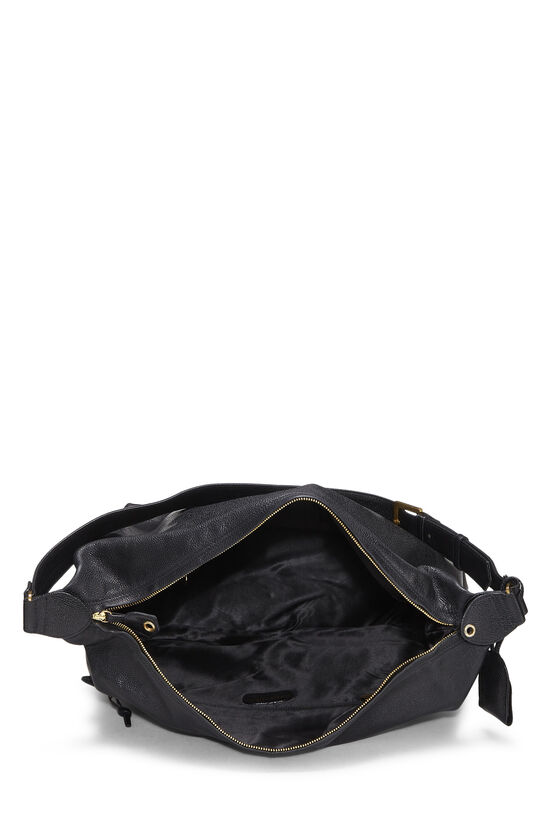 Caviar Leather Hobo Bag Black