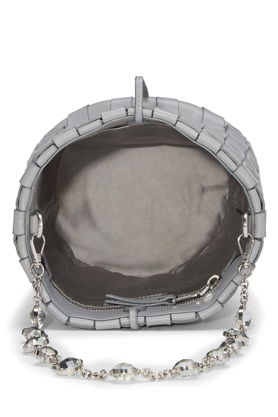 Grey Nappa Woven Bucket Bag, , large image number 5