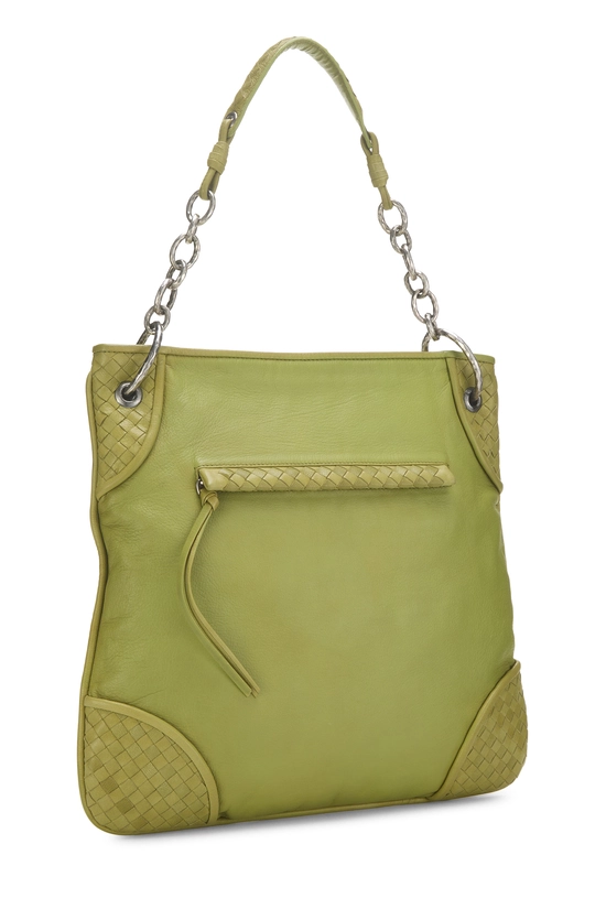 Green Intrecciato Leather Shoulder Bag, , large image number 1