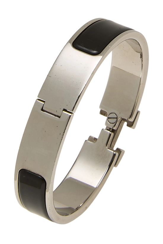 Black Enamel Clic-Clac 'H' Bracelet Narrow, , large image number 1