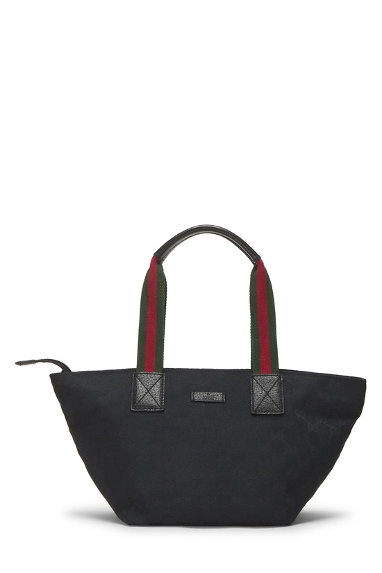 Black GG Canvas Web Soft Zip Tote Small, , large image number 0