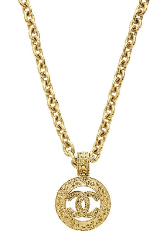 Gold Filigree 'CC' Round Necklace, , large image number 1