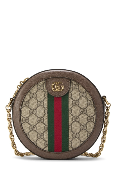 Gucci Brown GG Supreme Canvas Ophidia Round Handbag Mini