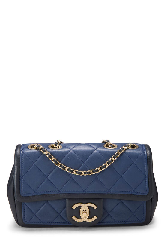 Navy & Black Quilted Lambskin Graphic Flap Small, , large image number 0