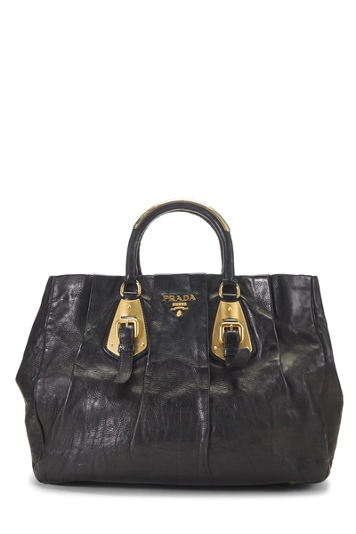 Prada Black Calfskin Bauletto Handbag Medium