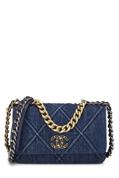 Blue Quilted Denim Wallet on Chain (WOC)