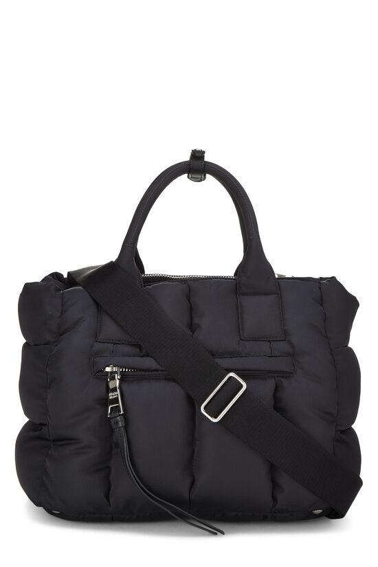 Black Padded Tessuto Nylon Bomber Tote Small, , large image number 3