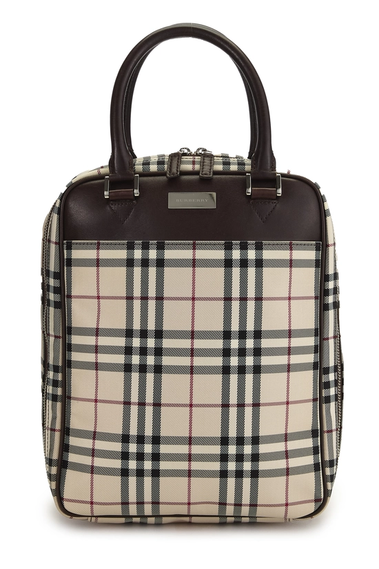 Brown House Check Nylon Check Handbag, , large image number 0