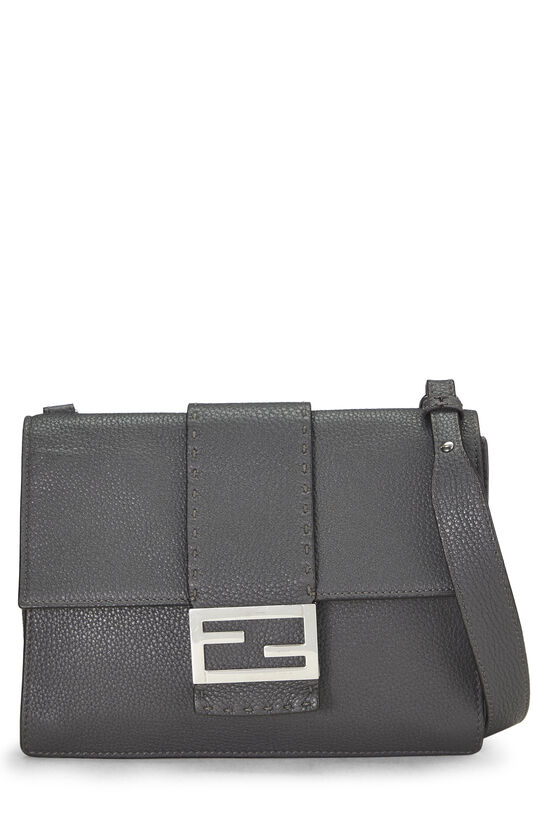 Grey Leather Flat Baguette Bag Medium, , large image number 0