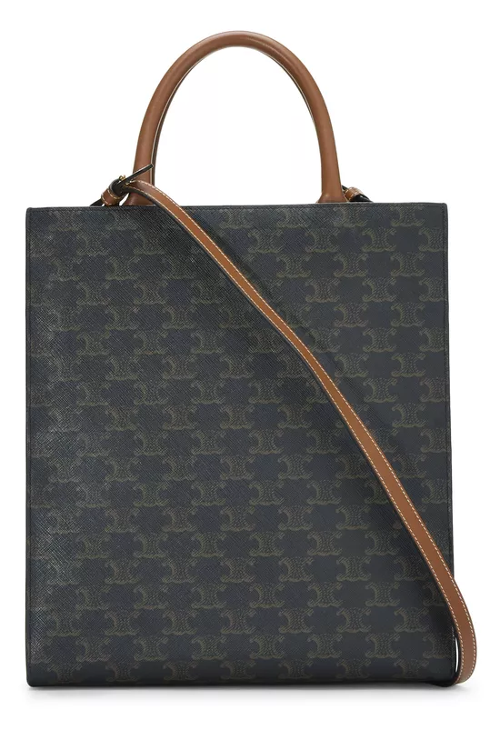 Brown Triomphe Coated Canvas Vertical Tote Small, , large image number 3