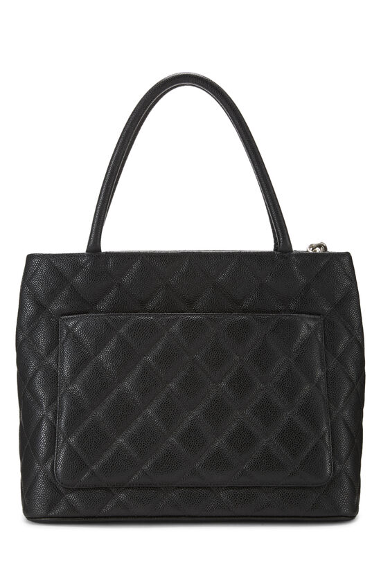 Black Quilted Caviar Medallion Tote, , large image number 3