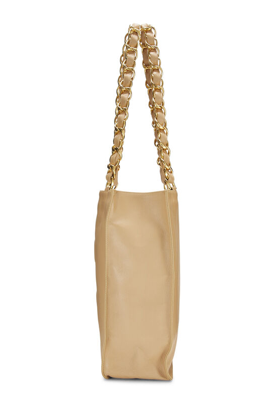 Beige Lambskin CC Flat Chain Handle Tote, , large image number 2