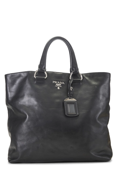 Black Calfskin Shopping Tote Medium