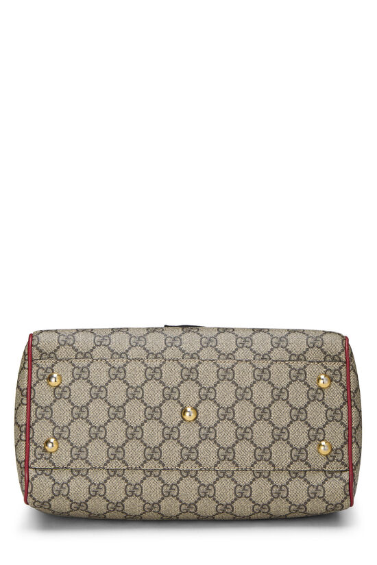 Red GG Supreme Canvas Embroidered Boston Handbag, , large image number 4