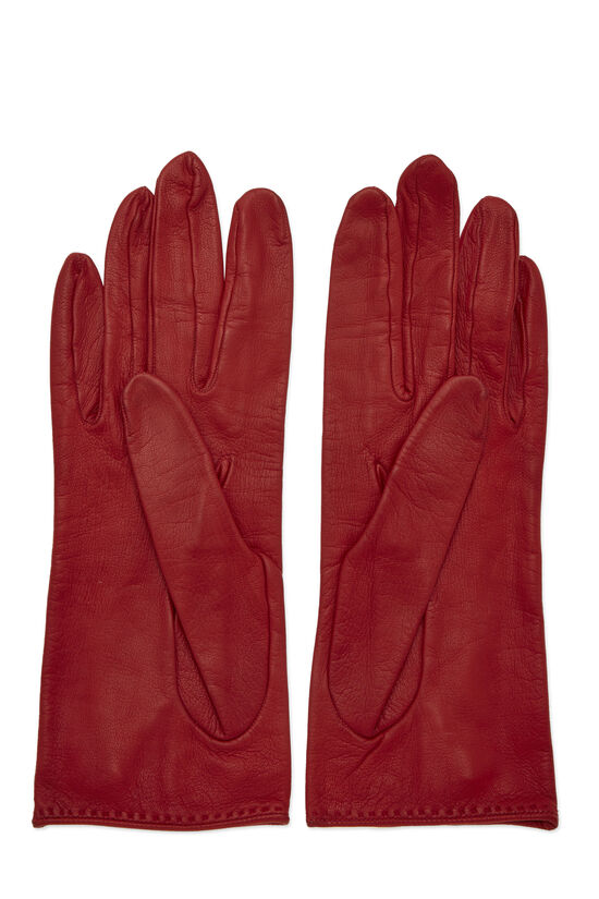 Red Lambskin 'CC' Button Gloves, , large image number 2