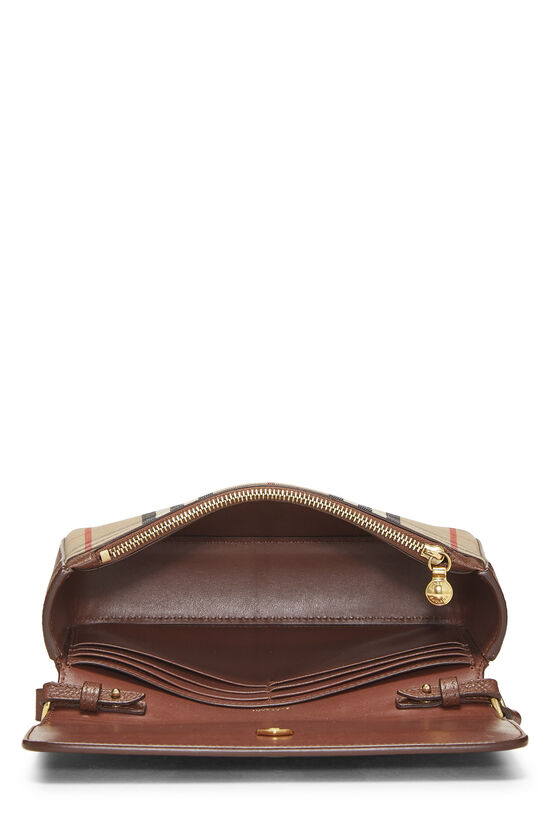 Brown Leather House Check Crossbody Medium, , large image number 5