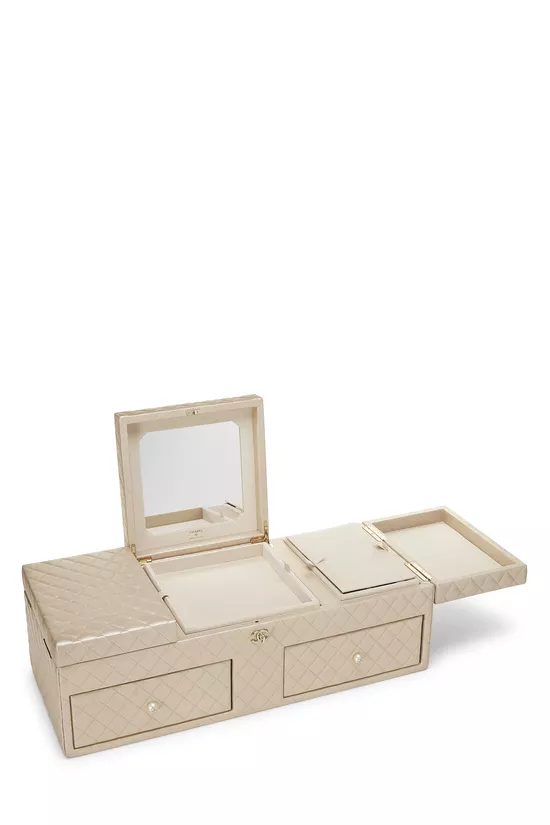 Beige Quilted Lambskin Jewelry Chest Large, , large image number 4