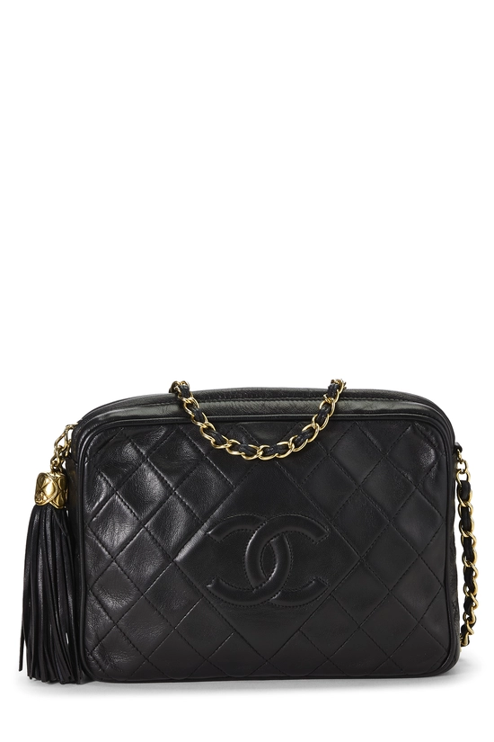 Black Lambskin Diamond 'CC' Camera Bag Small, , large image number 0