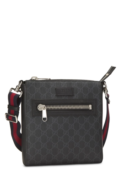 Gucci Black GG Supreme Canvas Web Zip Messenger Small — photo 2