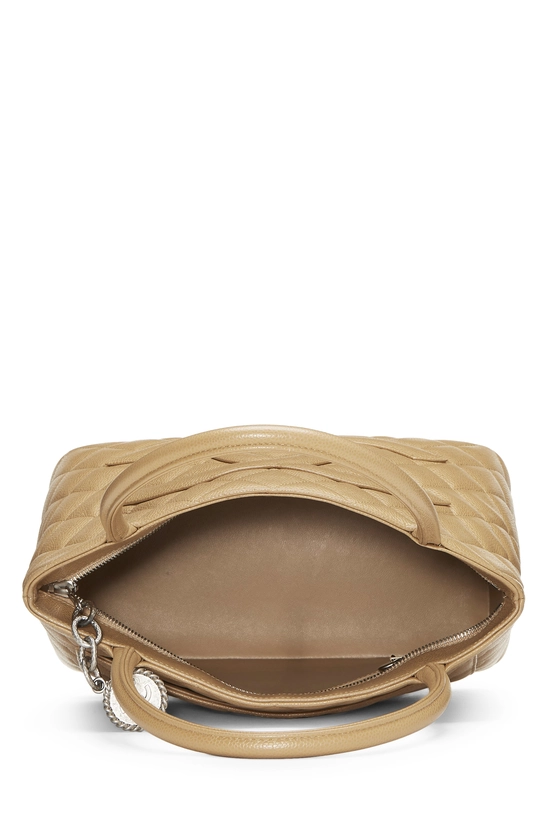 Beige Quilted Caviar Medallion Tote, , large image number 5