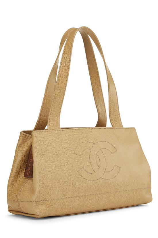 Chanel Chanel Beige Coated Canvas & Wooden Handle Tote Bag