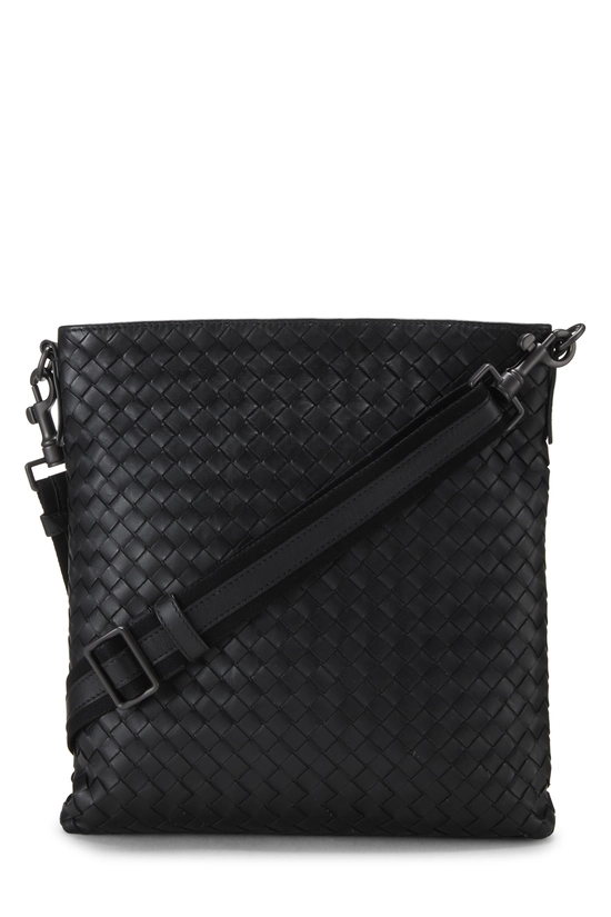 Black Intrecciato Flat Messenger Bag, , large image number 3