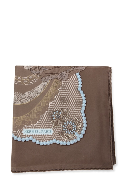 Grey & Multicolor 'Doigts de F&eacute;e' Silk Scarf 90, , large