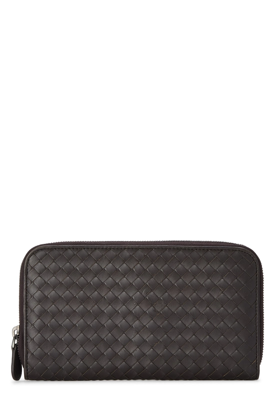 Brown Intrecciato Zip Around Wallet, , large image number 0