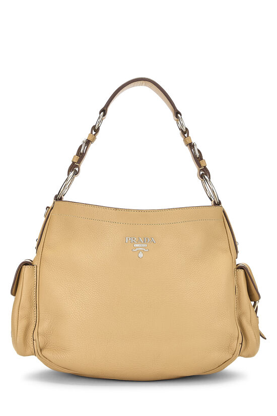 Beige Vitello Daino Side Pocket Hobo, , large image number 0