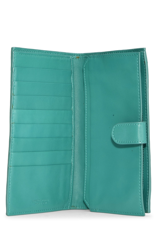 Green Intrecciato Compact Zip Wallet, , large image number 3