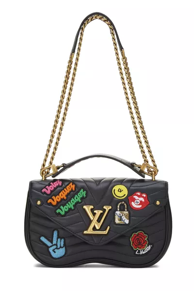 Louis Vuitton Black Calfskin Patches New Wave Chain MM