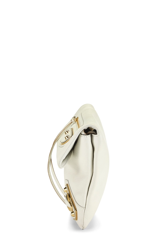 White Chevre Metallic Edge Crossbody Clutch, , large image number 2