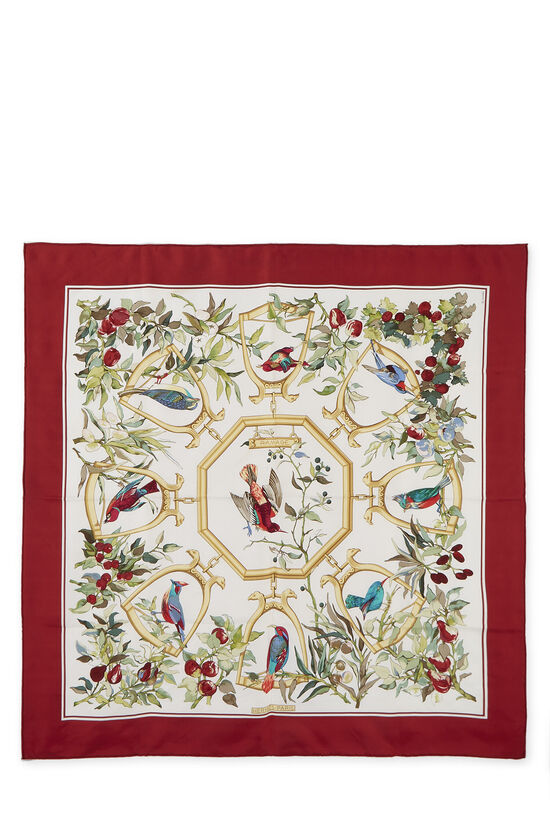 Red & Multicolor 'Ramage' Silk Scarf 90, , large image number 0