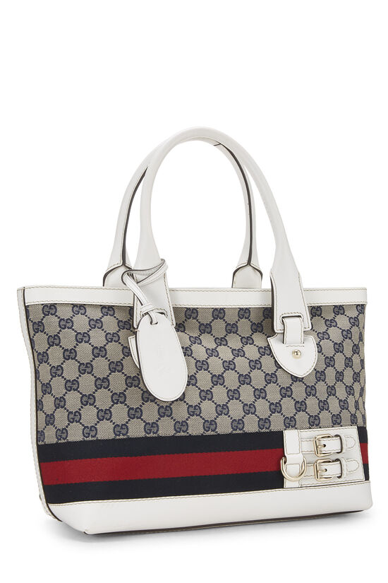 White Leather Web Heritage Tote, , large image number 1