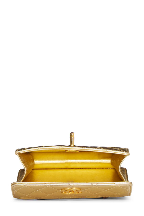 Chanel Metallic Gold Quilted Lambskin Half Flap Micro  