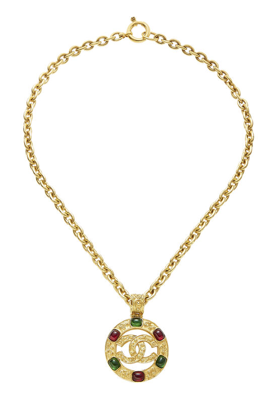 Gold & Multicolor Gripoix Filigree Necklace Large, , large image number 0