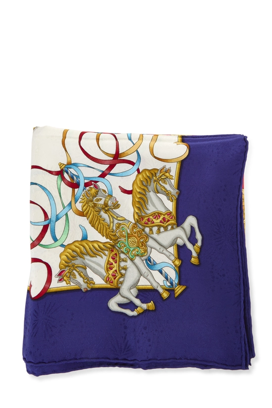 Blue & Multicolor 'Luna Park' Silk Scarf 90, , large image number 1