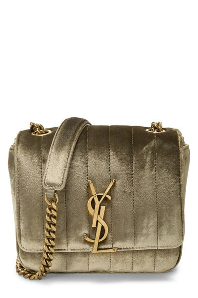 YSL Green Quilted Velvet Vicky Crossbody Small