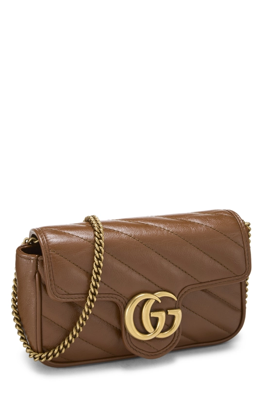 Brown Leather GG Marmont Crossbody Super Mini, , large image number 1