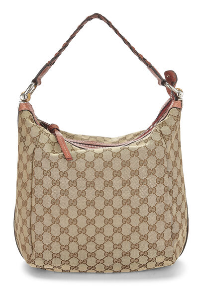 Pink Original GG Canvas Bamboo Braided Hobo