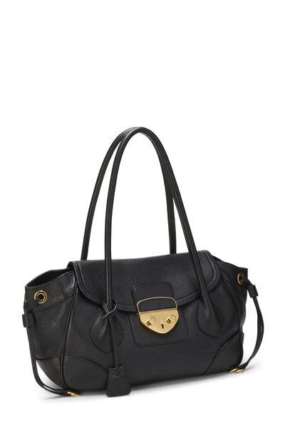 Prada Black Vitello Daino Push Lock Shoulder Bag — photo 2