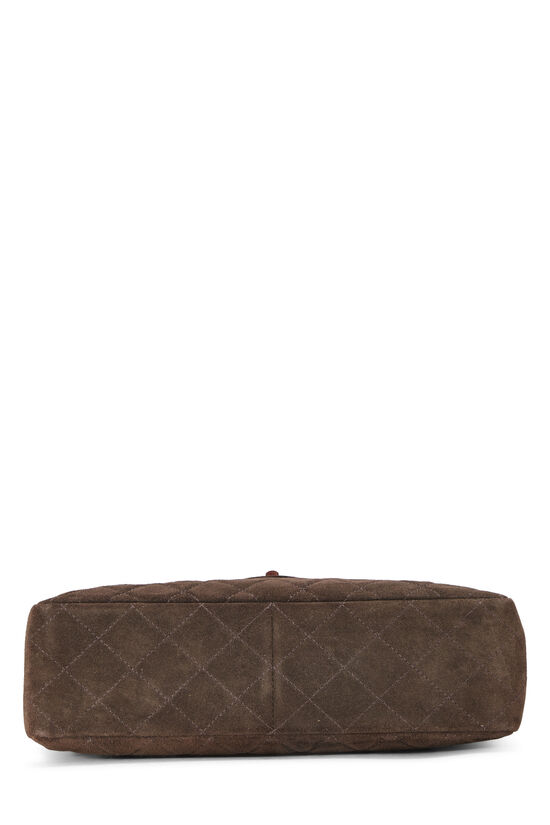 Brown Quilted Suede Tortoise Half Flap Jumbo, , large image number 5