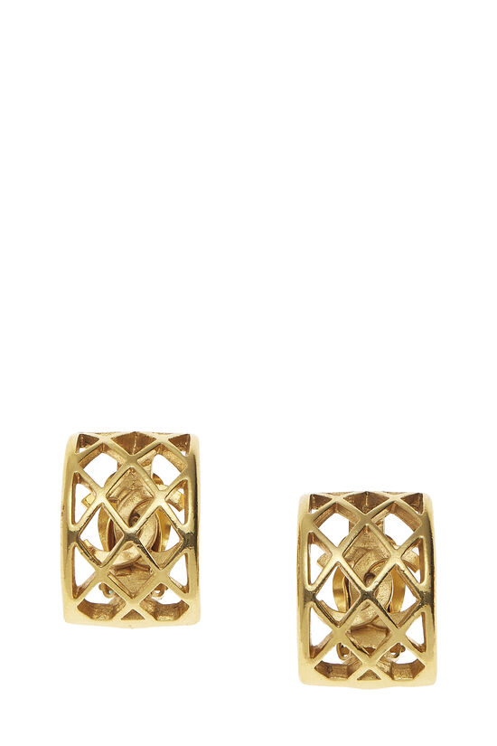 Gold 'CC' Cage Earrings, , large image number 1