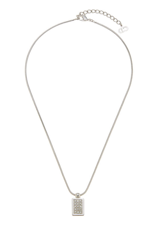 Silver & Crystal Dior Logo Bar Necklace, , large image number 0