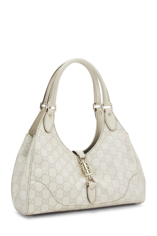 White Leather Guccissima Bardot Bag, , large image number 3