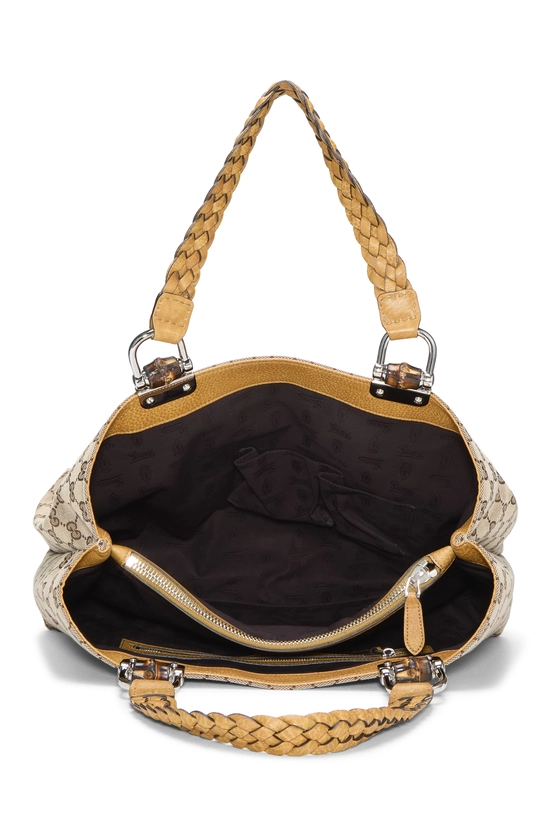 Yellow Original GG Canvas Bamboo Bar Tote Large, , large image number 5